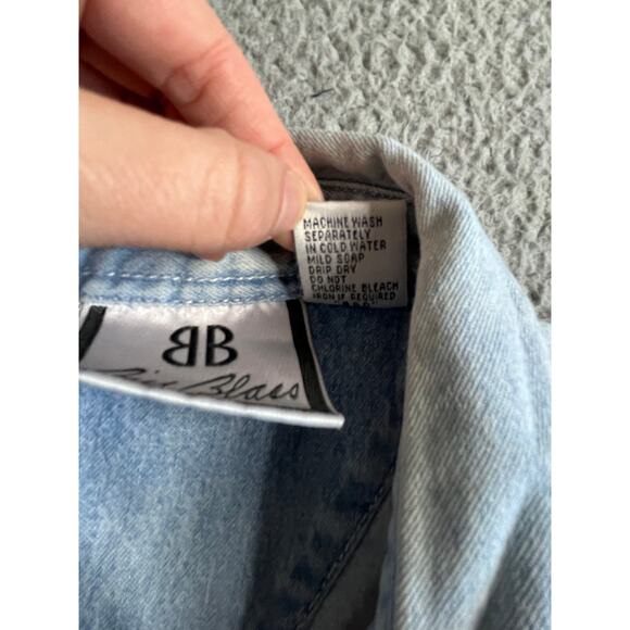 Vintage Bill Blass Button Shirt Large America Long Sleeve Blue Red Western Rodeo - Picture 16 of 16